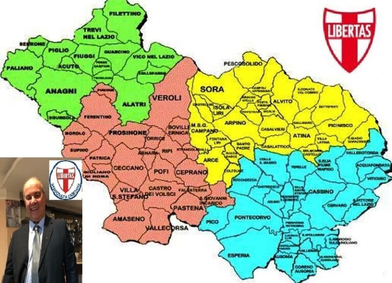 CON L’EGIDA DEL SEGRETARIO ORGANIZZATIVO REG.LE DELLA D.C. DEL LAZIO MASSIMO MARROCCO SI STA PROCEDENDO ALLA RIORGANIZZAZIONE DELLE CIRCOSCRIZIONI DELLA PROVINCIA DI FROSINONE. 